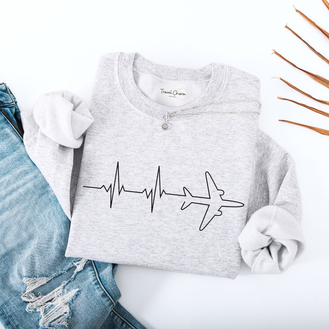 Heartbeat Airplane Premium Sweatshirt