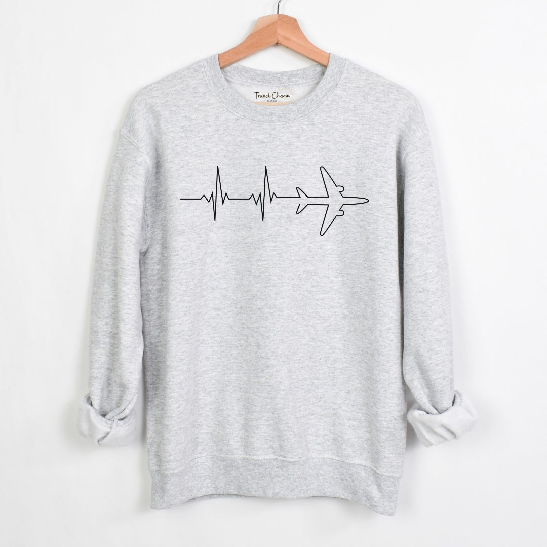 Heartbeat Airplane Premium Sweatshirt