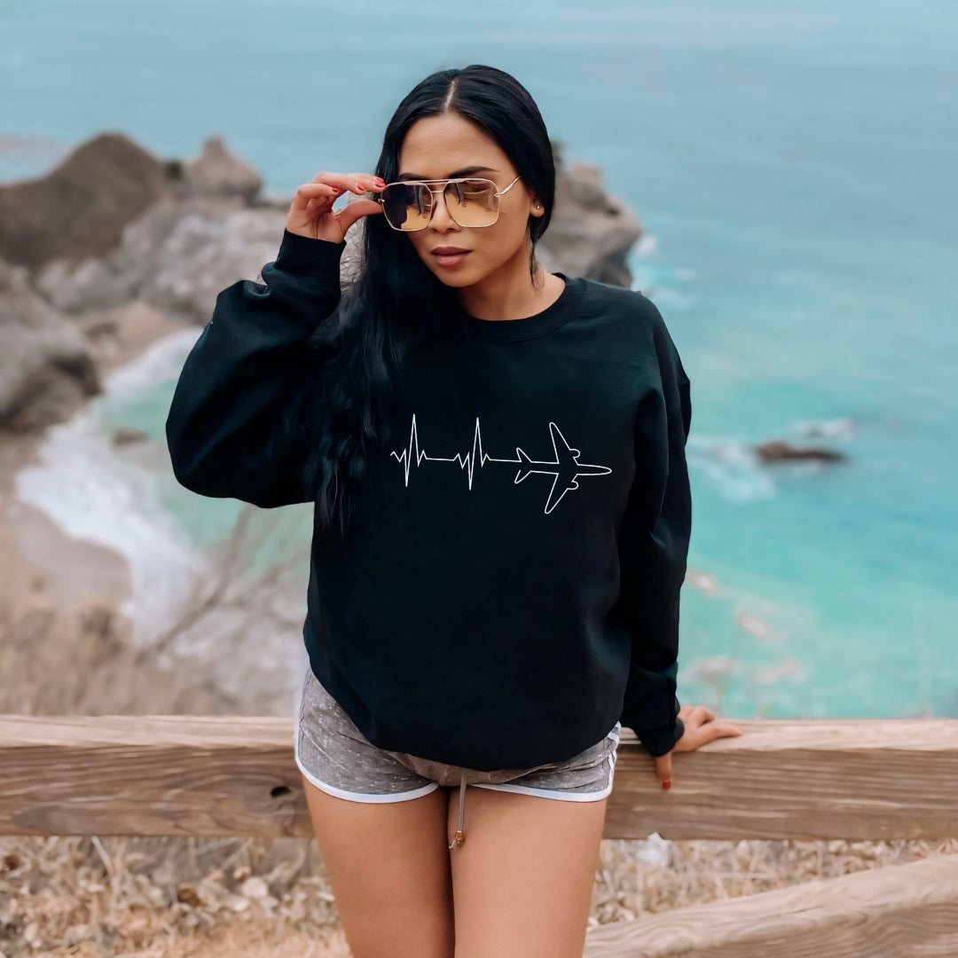 Heartbeat Airplane Premium Sweatshirt