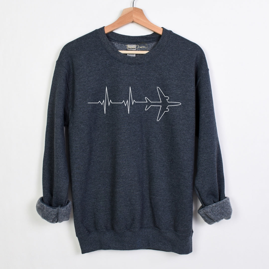 Heartbeat Airplane Premium Sweatshirt