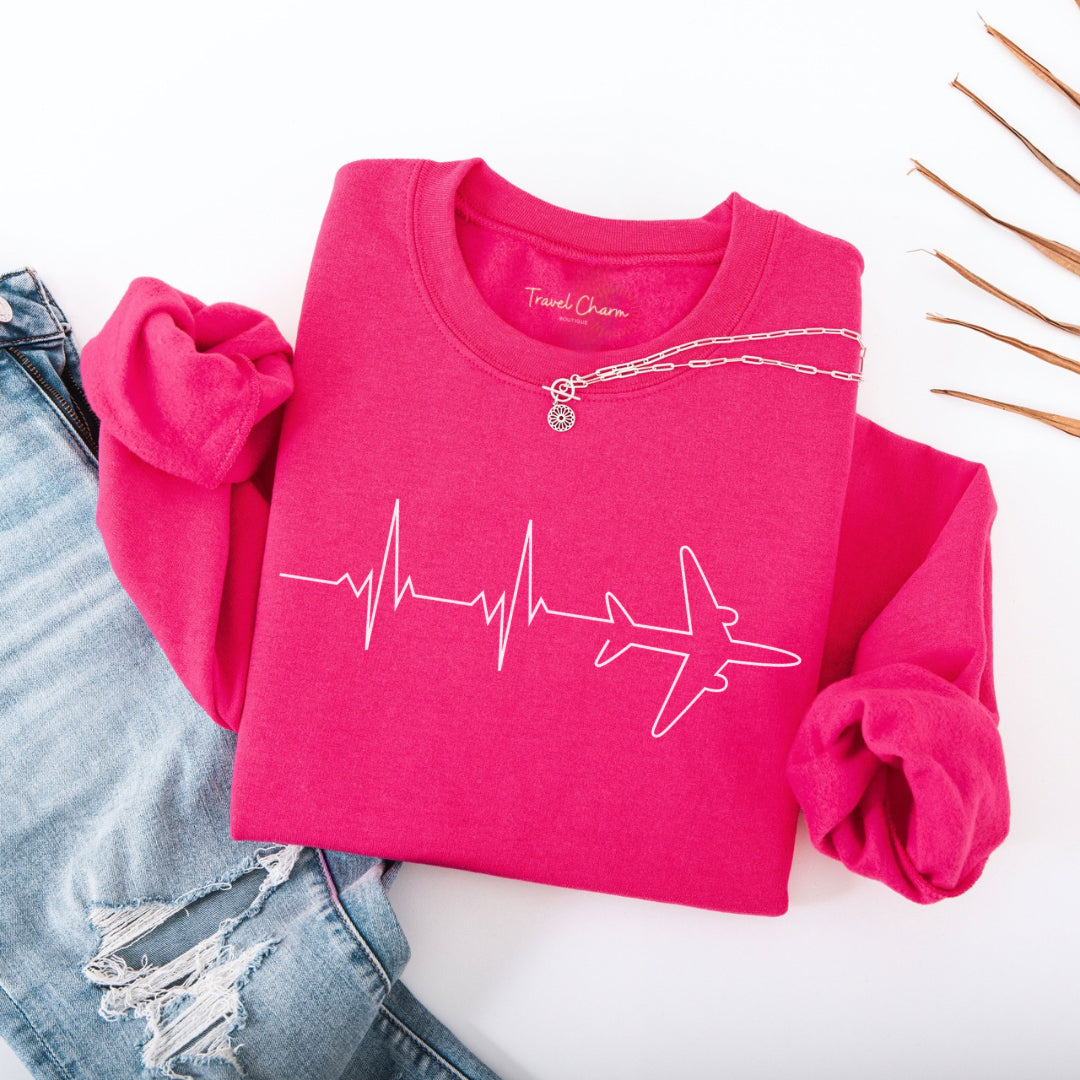 Heartbeat Airplane Premium Sweatshirt