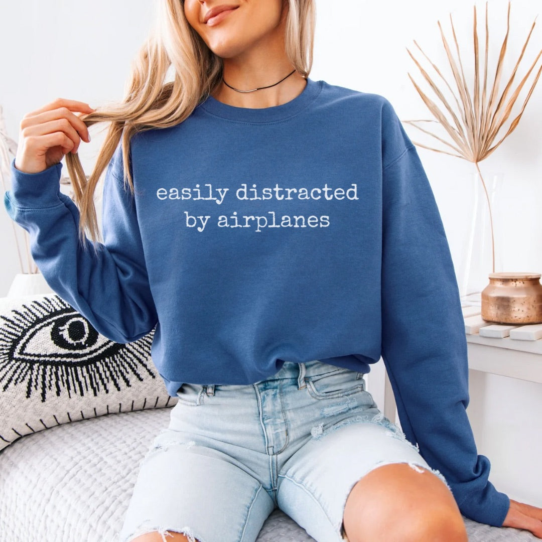 Easily Distracted By Airplanes Premium Sweatshirt