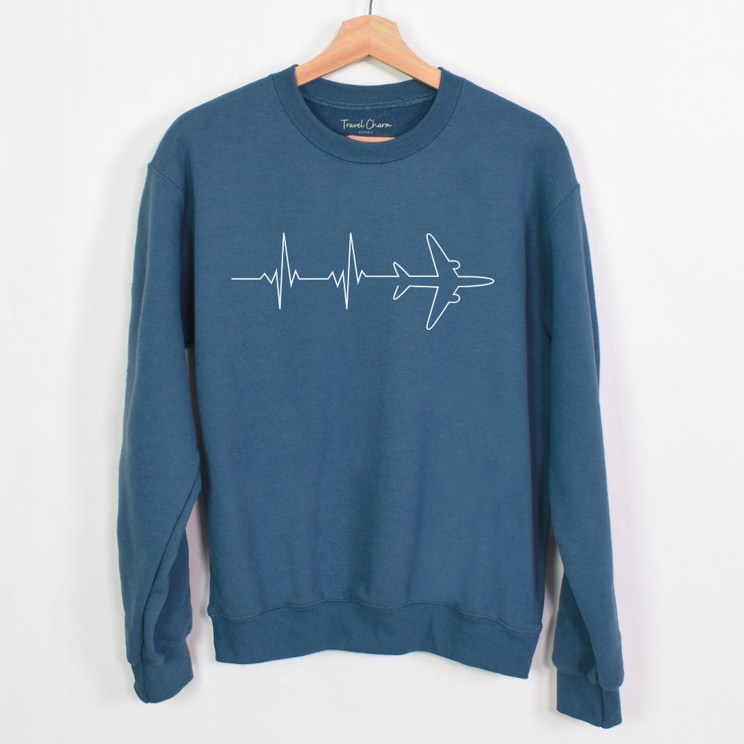 Heartbeat Airplane Premium Sweatshirt