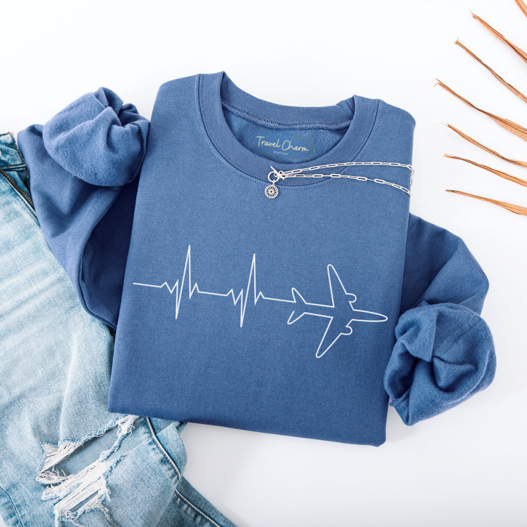 Heartbeat Airplane Premium Sweatshirt