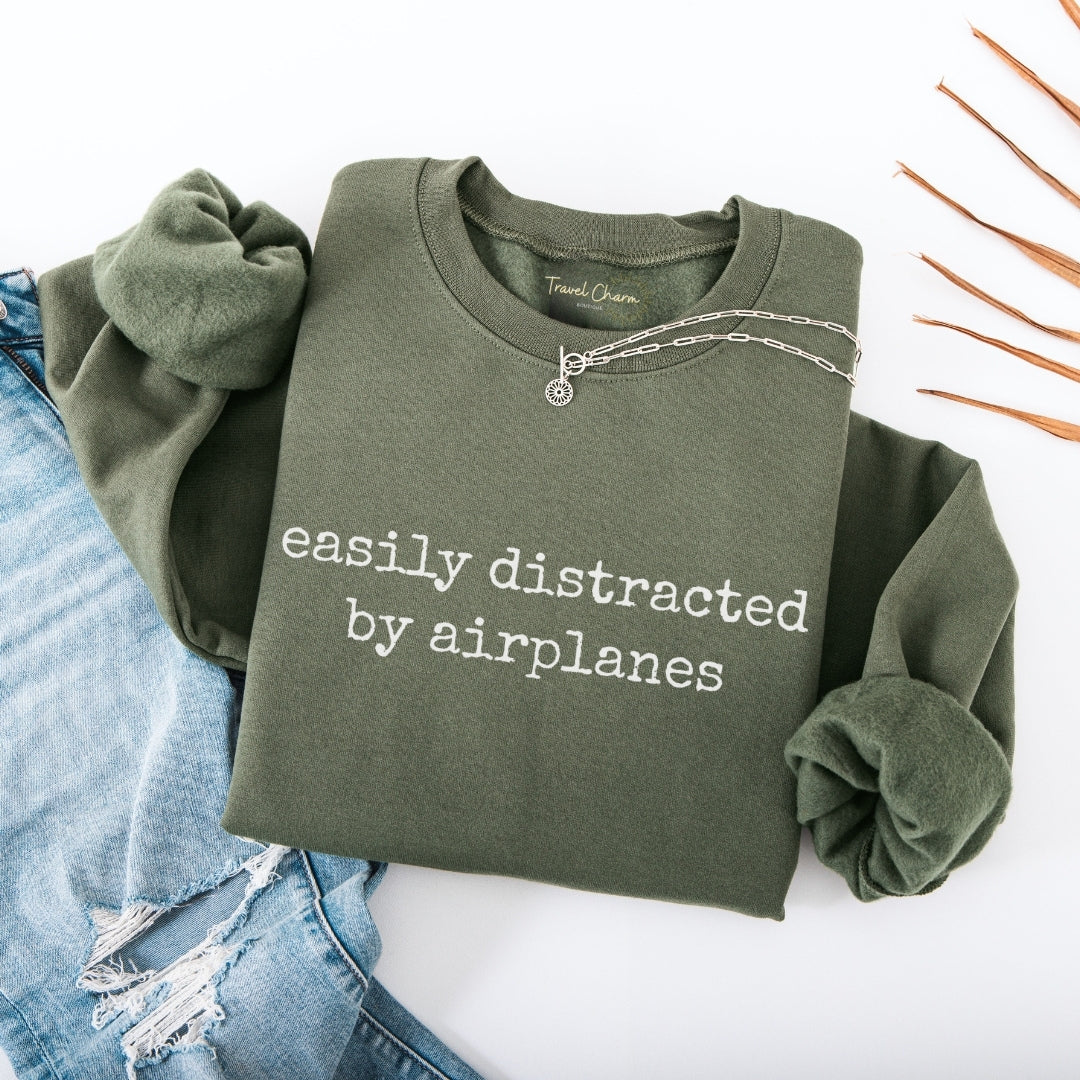 Easily Distracted By Airplanes Premium Sweatshirt