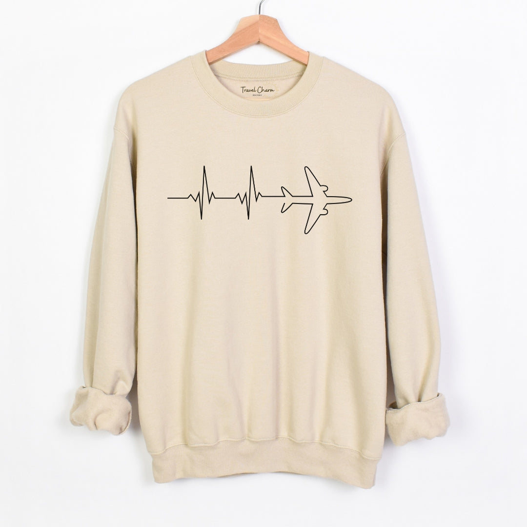 Heartbeat Airplane Premium Sweatshirt