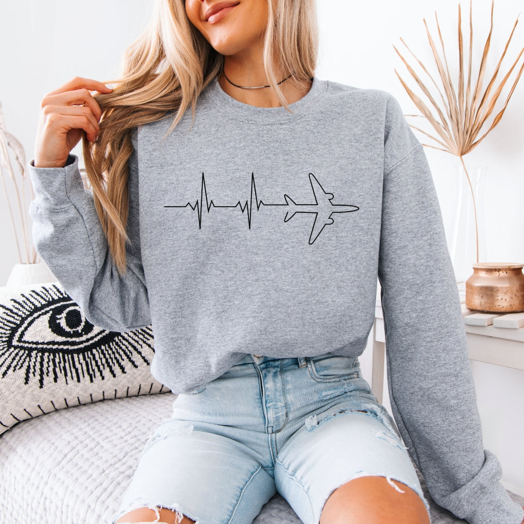 Heartbeat Airplane Premium Sweatshirt