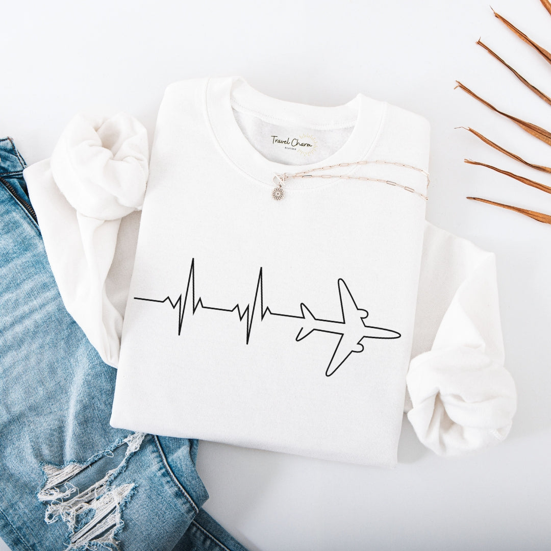 Heartbeat Airplane Premium Sweatshirt