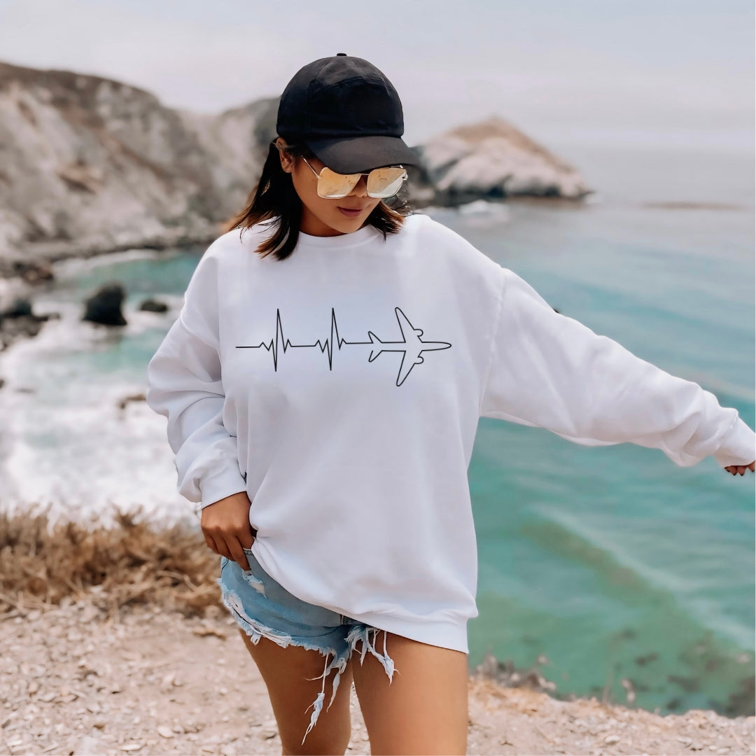 Heartbeat Airplane Premium Sweatshirt