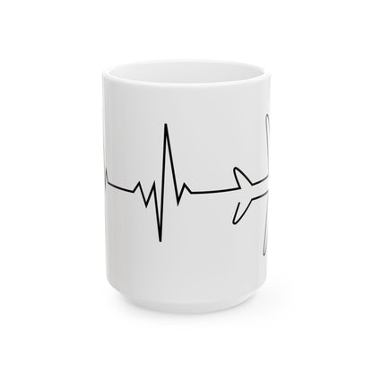 Heartbeat Airplane 15oz Mug