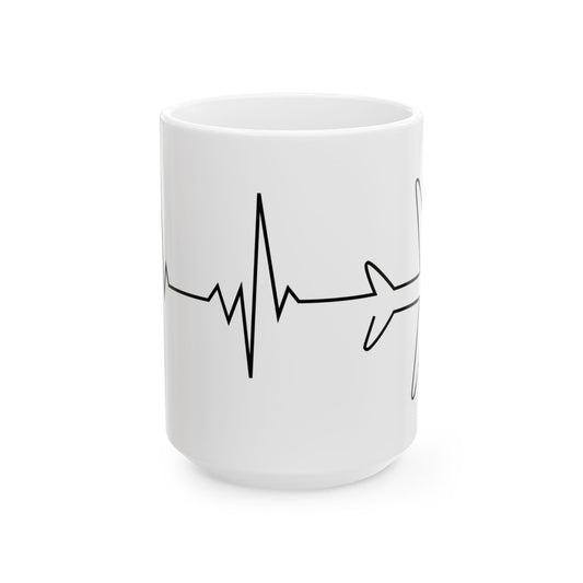 Heartbeat Airplane 15oz Mug