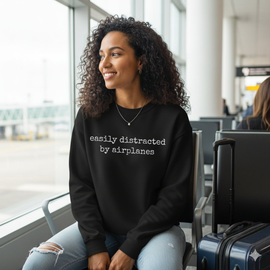 Easily Distracted By Airplanes Premium Sweatshirt