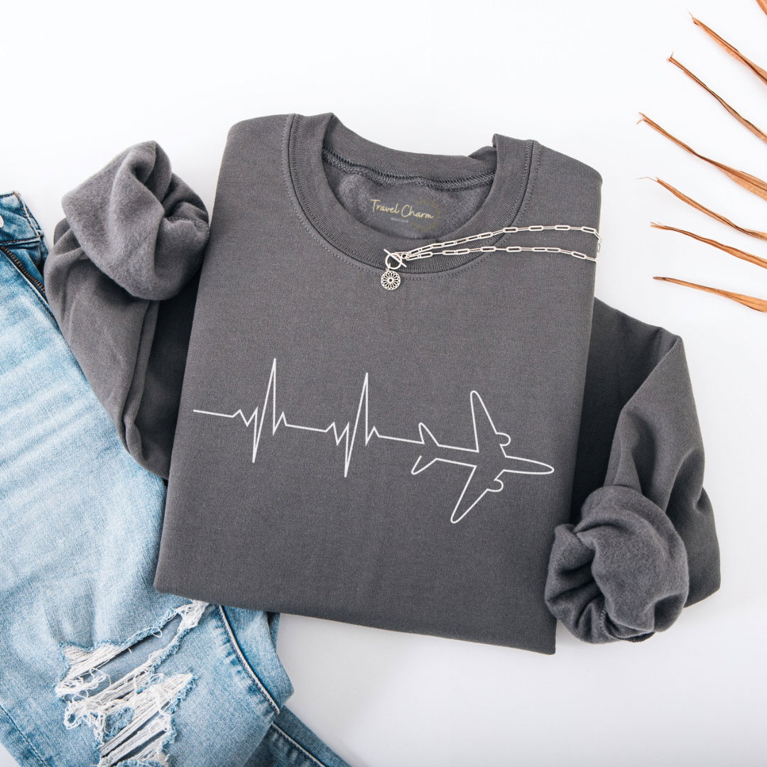 Heartbeat Airplane Premium Sweatshirt