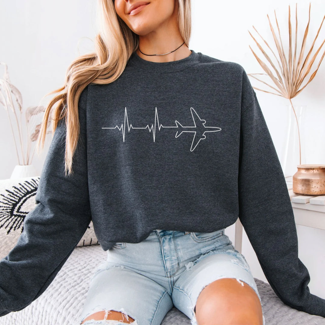 Heartbeat Airplane Premium Sweatshirt