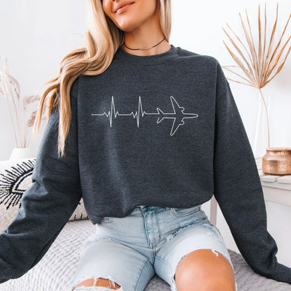 Heartbeat Airplane Premium Sweatshirt