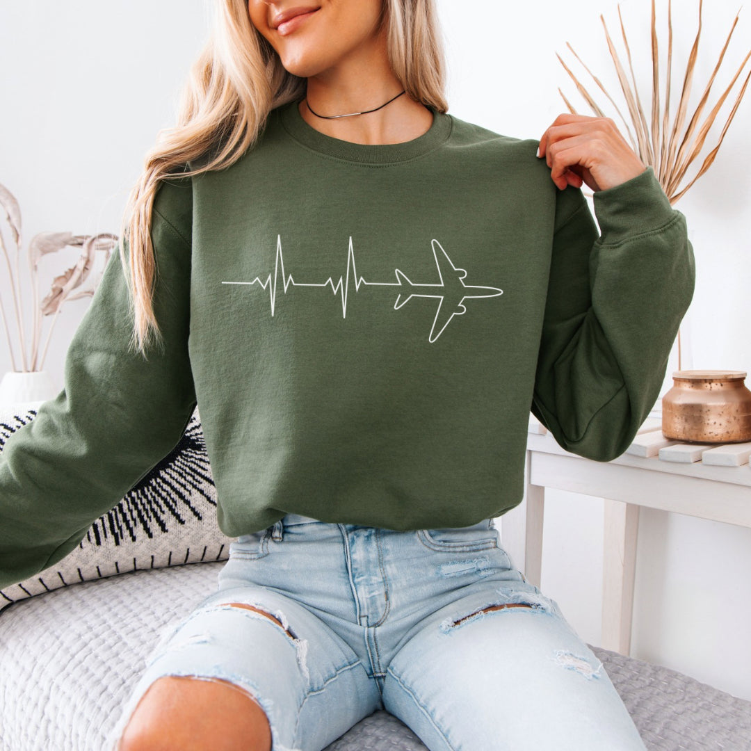 Heartbeat Airplane Premium Sweatshirt