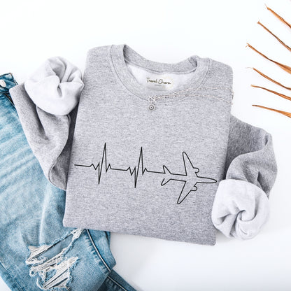Heartbeat Airplane Premium Sweatshirt